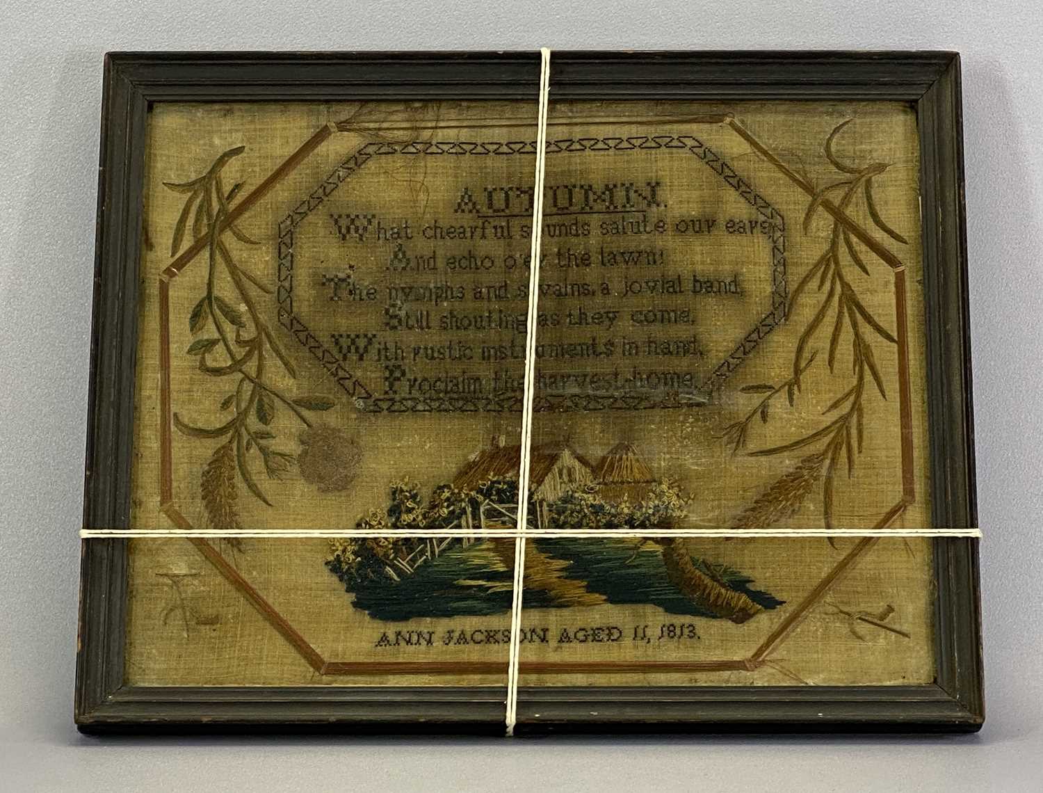 SAMPLER - dated 1883 titled 'Autumn', Ann Jackson, 37 x 47cms overall - Image 2 of 3