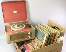 MID-CENTURY FIDELITY PICNIC GRAMOPHONE, a quantity of popular and LPs and singles including