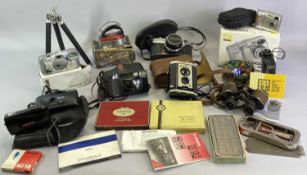 PHOTOGRAPHY - Mamiya, Olympus and ETC cameras, also, old set of field glasses and an assortment of