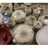 CHINA ASSORTMENT - a Carlton ware Rouge Royale shallow dish, Crown Devon salad bowl and servers,