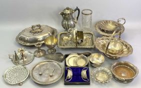 HALLMARKED SILVER & SILVER PLATED WARE - a mixed quantity to include a cut glass vase with silver