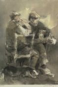 WILLIAM SELWYN RCA coloured limited edition (12/500) print - two farmers chatting over a cup of