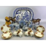 CHINA ASSORTMENT - to include Royal Albert Country Roses teaware, approximately 15 pieces, monkey