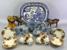 CHINA ASSORTMENT - to include Royal Albert Country Roses teaware, approximately 15 pieces, monkey