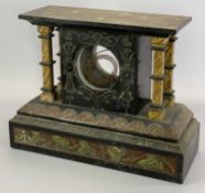 A SUBSTANTIAL SLATE MANTEL CLOCK (no dial or movement) - 35 x 45 x 19cms