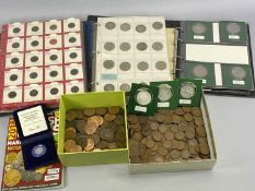 BRITISH PRE-DECIMAL & LATER COIN COLLECTION - a large quantity contained within three sleeved albums