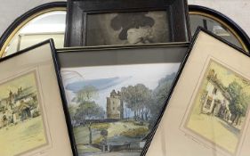 F ROBSON vintage prints - Barnet, 22.5 x 15cms, a pair of excellent oval bevelled glass mirrors,