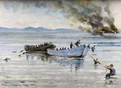 HEATHER CRAIGMILE oil on canvas - sad depiction of the rescue following the destruction of the Sir