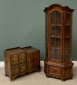 FANCY REPRODUCTION PINE DISPLAY CABINET - with single base drawer, 191cms H, 82cms W, 32cms D and