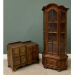 FANCY REPRODUCTION PINE DISPLAY CABINET - with single base drawer, 191cms H, 82cms W, 32cms D and
