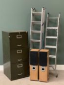 VINTAGE 3 DRAWER METAL FILING CABINET with Union locks and keys, a pair of Eltax floor standing