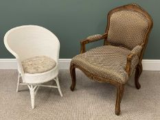 FRENCH STYLE ELBOW CHAIR - upholstered in medium colour, 101 x 70cms and a Loom type chair