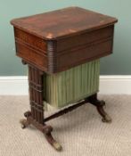 VICTORIAN BURR WALNUT SEWING TABLE with twin drawers, 77cms H, 54cms W, 43cms D