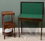 REPRODUCTION MAHOGANY WHATNOT - with a square top and central drawer, 82cms H, 36cms W, 36cms D, and