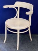 A WHITE PAINTED BENTWOOD ARMCHAIR