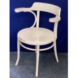 A WHITE PAINTED BENTWOOD ARMCHAIR