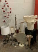 HOME FURNISHING ASSORTMENT - to include many ornamental and other table lamps, electric log burner