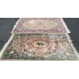 CHINESE WASHED WOOLEN RUGS - two colourful examples, 2.7 x 1.8m and 2.5 x 1.5m