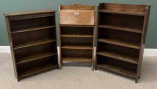 FURNITURE ASSORTMENT (3) - two open shelf bookcases, 117cms H, 74cms W, 19cms D the largest and a