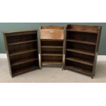 FURNITURE ASSORTMENT (3) - two open shelf bookcases, 117cms H, 74cms W, 19cms D the largest and a