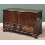 GEORGE III OAK & MAHOGANY MULE CHEST - with three base drawers, 87cms H, 148cms W, 56cms D