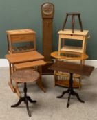 FURNITURE ASSORTMENT - to include light wood kitchen utility trolleys, Grandmother clock, four