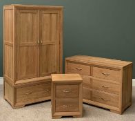 MODERN LIGHT OAK BEDROOM FURNITURE - two door wardrobe with base drawer, 185cms H, 101cms W, 61cms