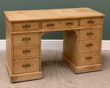 VINTAGE PINE TWIN PEDESTAL DESK, 77cms H, 122cms W, 52cms D