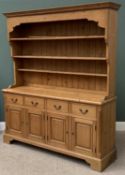 ANTIQUE STYLE PINE DRESSER - a substantial farmhouse type with four drawers over four cupboard doors
