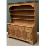 ANTIQUE STYLE PINE DRESSER - a substantial farmhouse type with four drawers over four cupboard doors