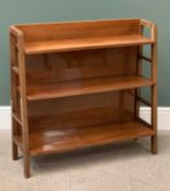 MID-CENTURY STYLE THREE SHELF OPEN BOOKCASE, 84cms H, 88cms W, 30cms D