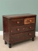 VICTORIAN PAINTED CHEST - of two short over two long drawers with turned wooden knobs, 90cms H,