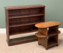 PINE OPEN SHELF BOOKCASE, 105cms H, 115cms W, 35cms D and a table bookcase, 61cms H, 76cms W,