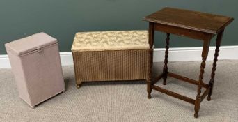 LOOM TYPE BEDROOM FURNITURE - ottoman, 45cms H, 77cms W, 39cms D, linen basket and an oblong