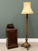 ANTIQUE WALNUT STANDARD LAMP on a tripod base with turned support, 178cms H and a Victorian mahogany