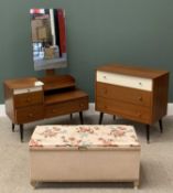 STYLISH MID-CENTURY BEDROOM FURNITURE (2) to include a three drawer chest with the top drawer