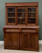 CWPWRDD GWYDR - Victorian mahogany bookcase, the upper section with twin glazed doors and central