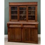 CWPWRDD GWYDR - Victorian mahogany bookcase, the upper section with twin glazed doors and central