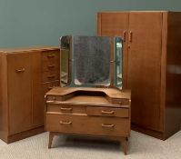 G-PLAN GOLD LABEL THREE PIECE BEDROOM SUITE comprising two door wardrobe, 178cms H, 122cms W,