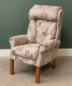 A MODERN FLORAL & ABSTRACT PATTERNED EASY CHAIR