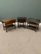 FURNITURE ASSORTMENT (3) - three tier tea trolley, a two tier tea trolley and a pair of small