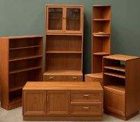 G PLAN LOUNGE FURNITURE - to include entertainment cabinet, bookcase, corner unit and a glazed top