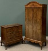 VINTAGE WALNUT BEDROOM FURNITURE - two door wardrobe, 200cms H, 94cms W, 50cms D and a chest of