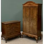 VINTAGE WALNUT BEDROOM FURNITURE - two door wardrobe, 200cms H, 94cms W, 50cms D and a chest of