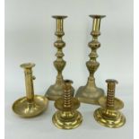 PAIR 17TH CENTURY STYLE BRASS CANDLESTICKS, S.Eastman Co. Concord. New York, another socket