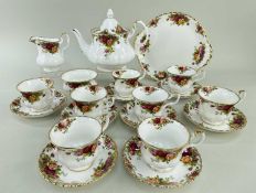 ROYAL ALBERT BONE CHINA 'OLD COUNTRY ROSES' TEA SERVICE FOR EIGHT, including a tea pot, sugar basin,
