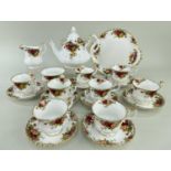 ROYAL ALBERT BONE CHINA 'OLD COUNTRY ROSES' TEA SERVICE FOR EIGHT, including a tea pot, sugar basin,