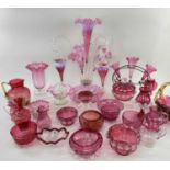 ASSORTED VICTORIAN TINTED & CRANBERRY GLASSWARE, including epergne centrepiece, 51cm h.,