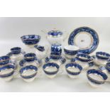 LATE 18TH CENTURY CAUGHLEY PORCELAIN PART TEA SERVICE, blue printed and gilt with Chinese diaper