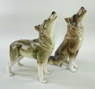 TWO LOMONOSOV LIMITED EDITION FIGURES OF WOLVES, by Ivan Risnich, 'Howling Wolf Sitting' no. 38/500,